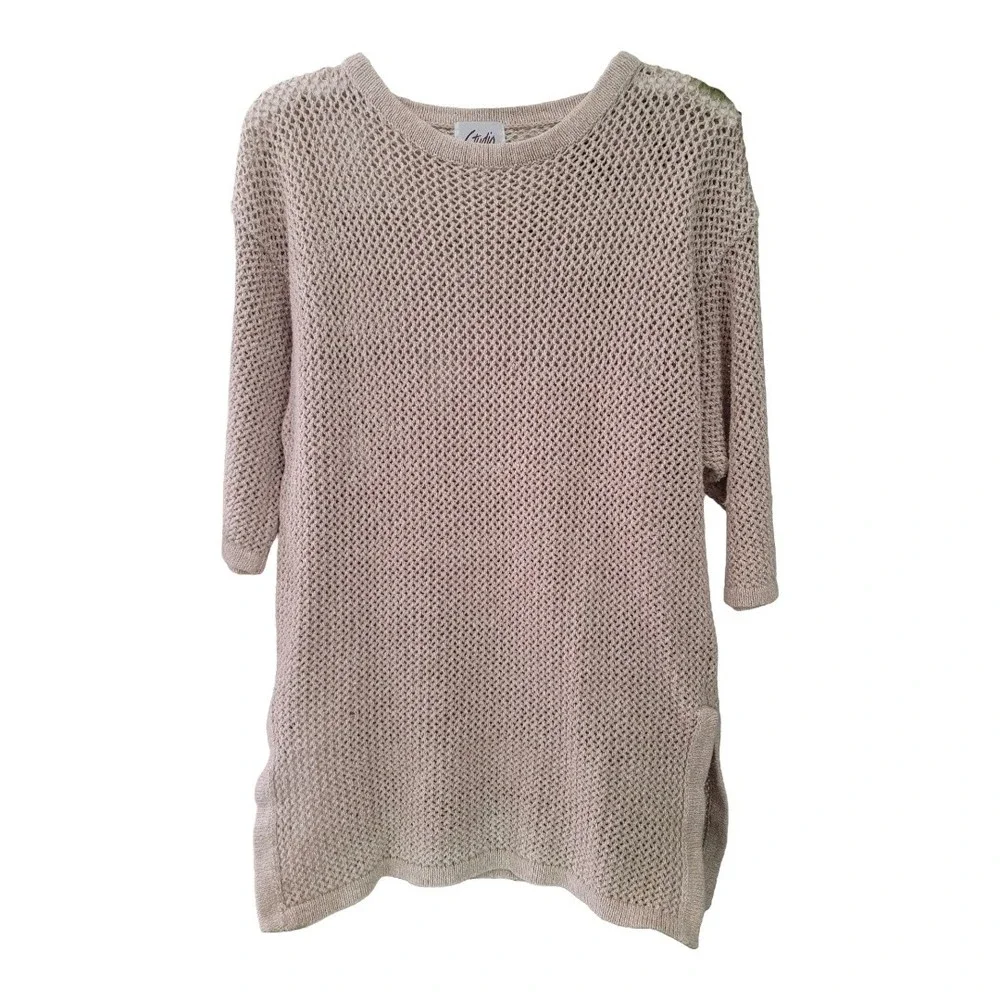 Vintage Studio C Oversized Open Knit Cotton Sweater Size M Beachy - Picture 9 of 10